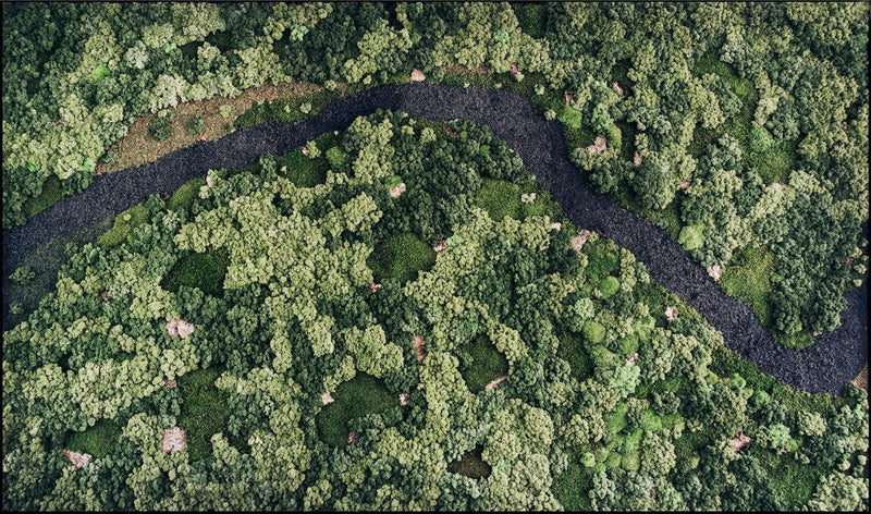 Moss art that was inspired by river and surrounding forest